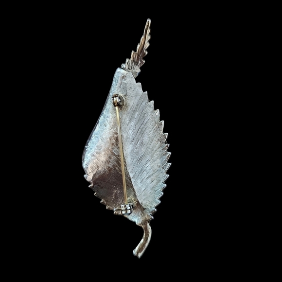 Leaf brooch, gold enamel, lovely - Picture 4 of 5